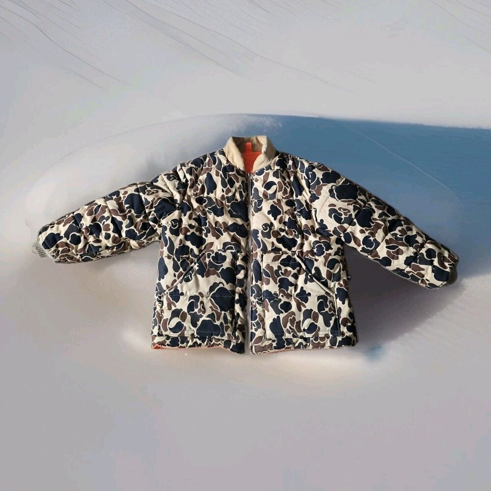 10x Hunting Puffer Jacket Mens XL Duck Frog Camo / Orange Reversible Winter